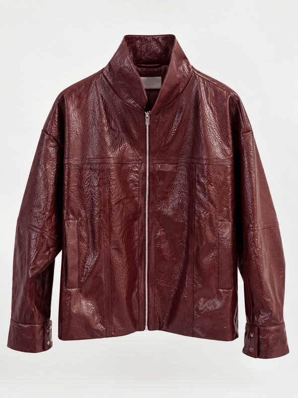 Blouson simili laqué bordeaux - Léone