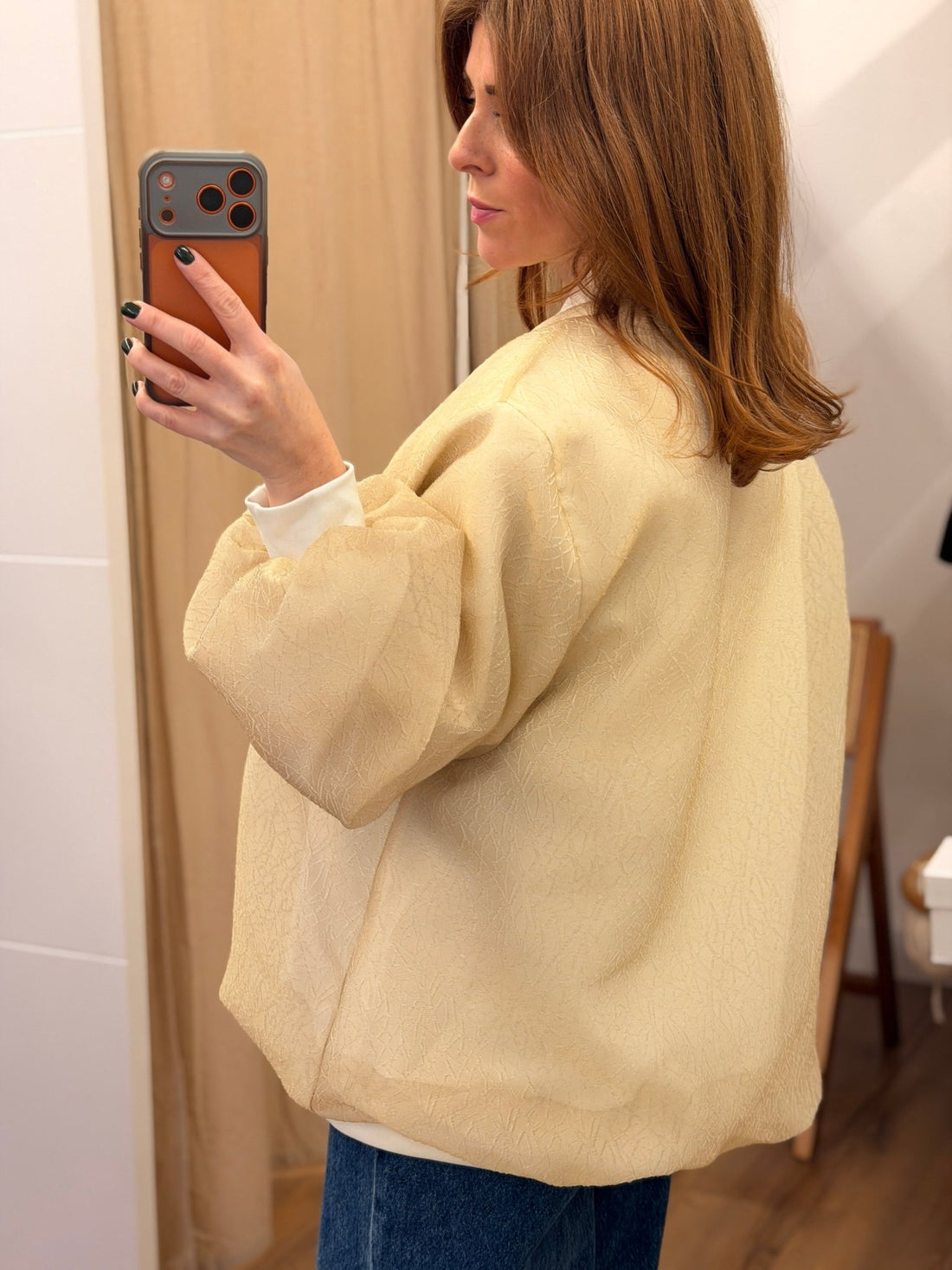 Bomber blanc organza beige - Léone