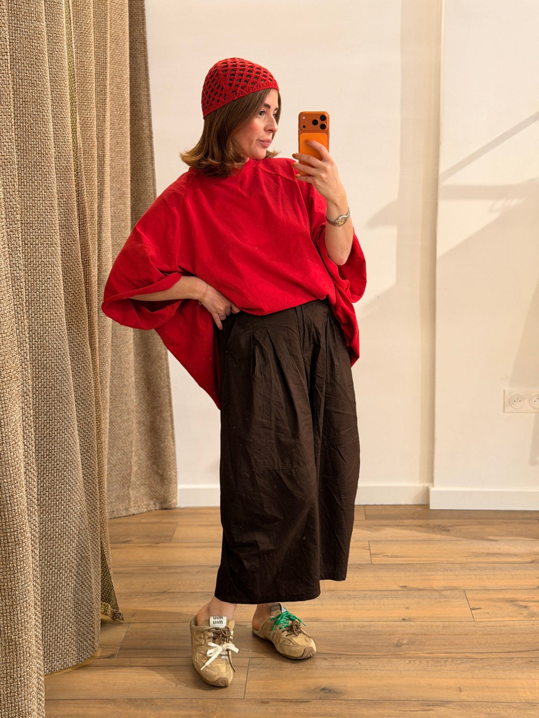 Bonnet en crochet rouge - Léone