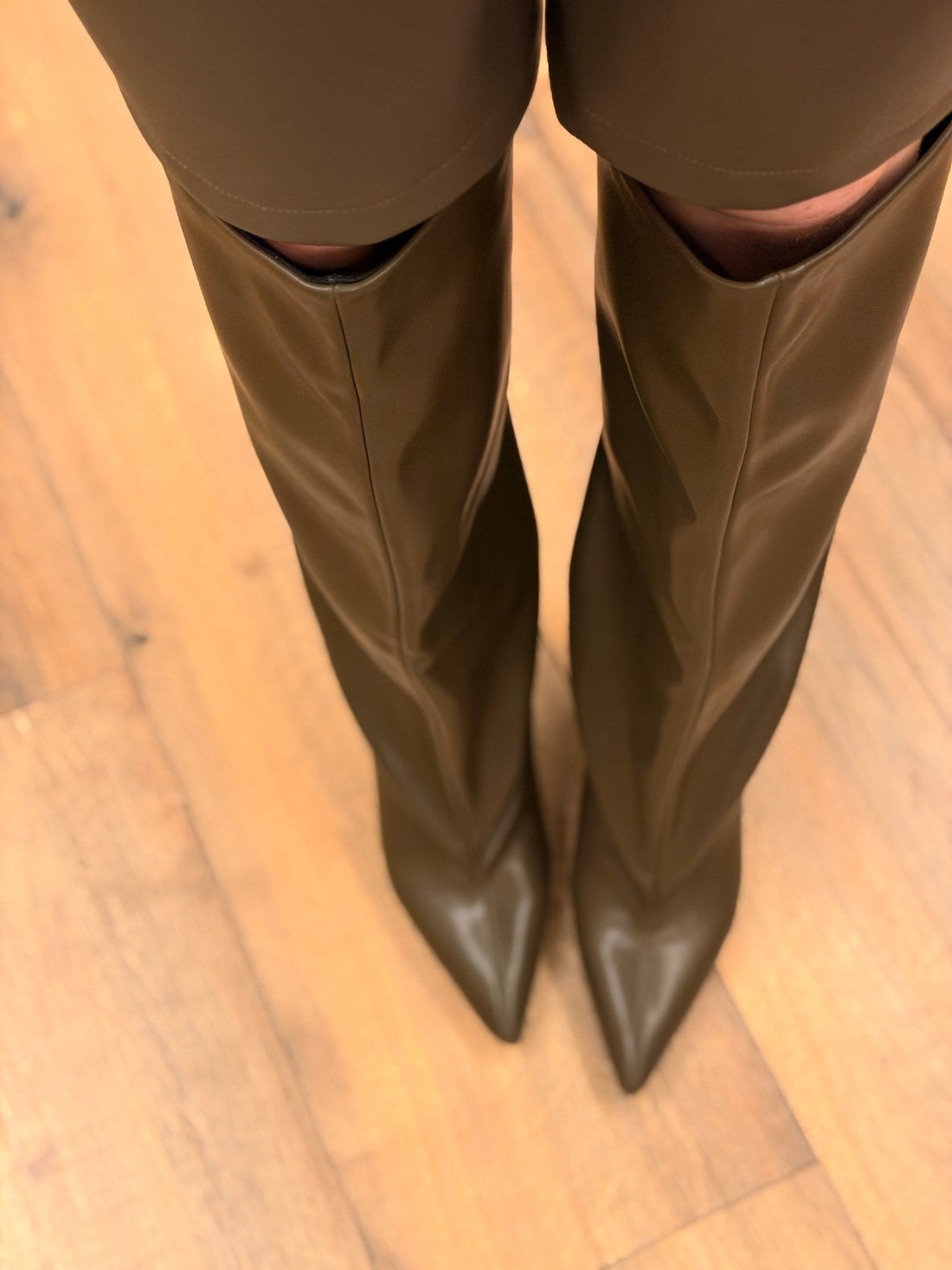 Bottes en simili cuir kaki - Léone