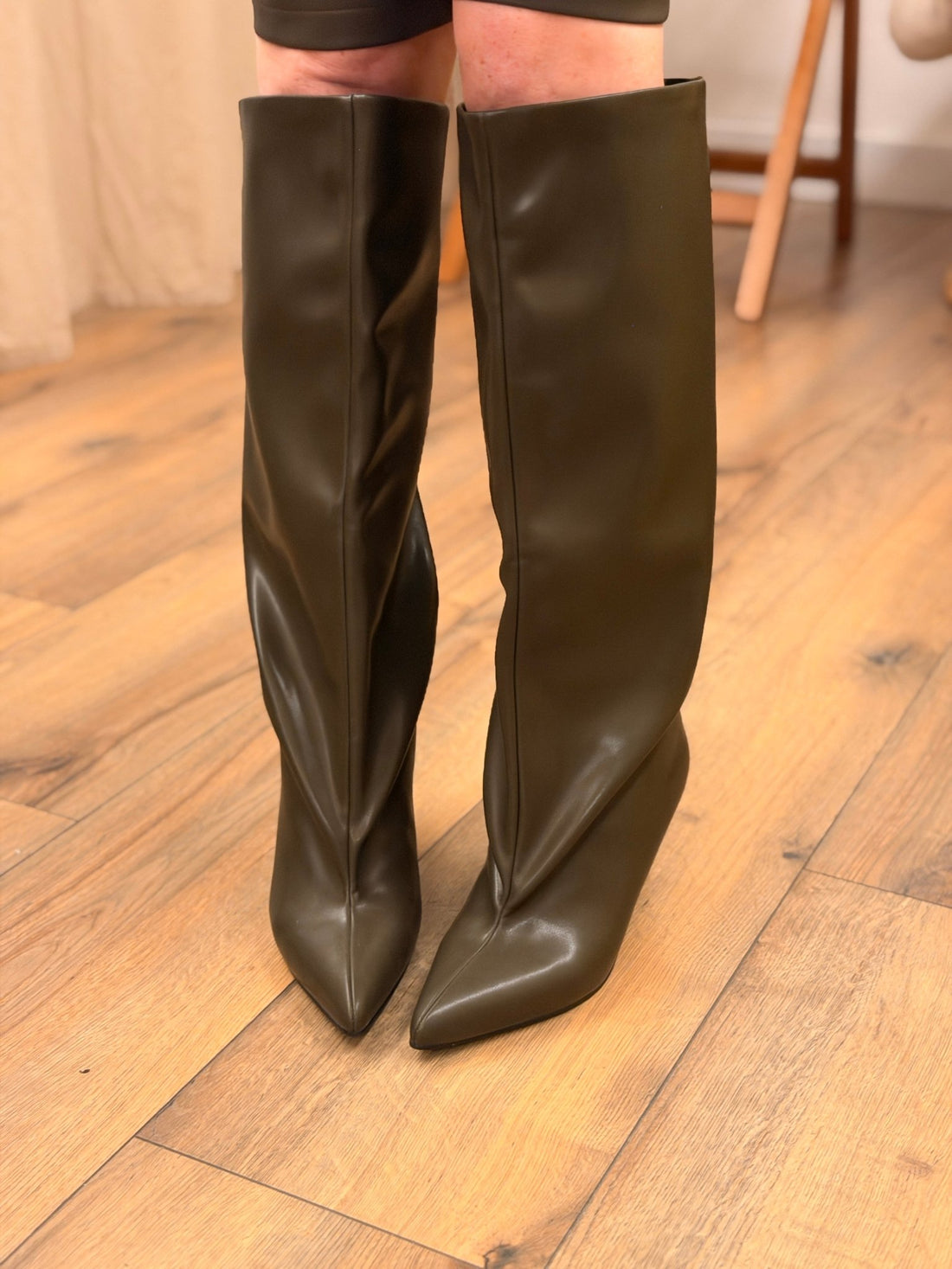 Bottes en simili cuir kaki - Léone