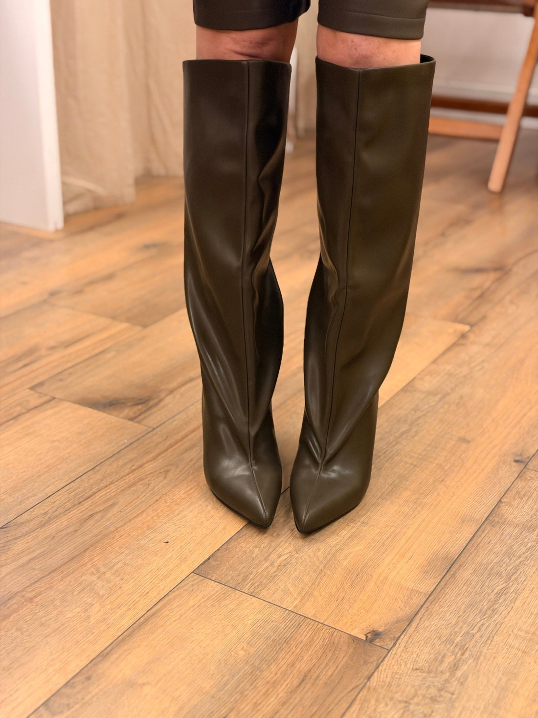 Bottes en simili cuir kaki - Léone