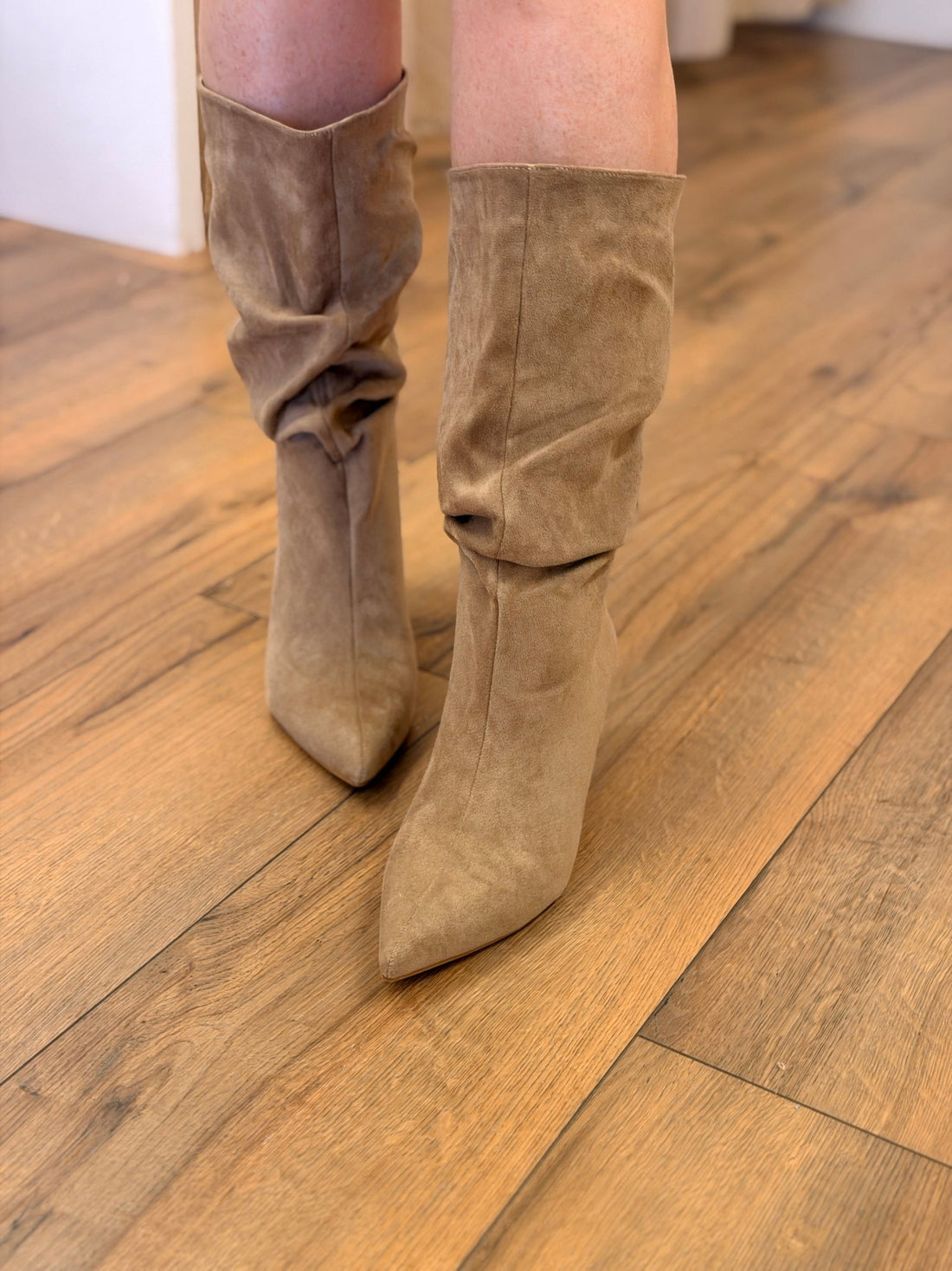 Bottes en suédine beige - Léone