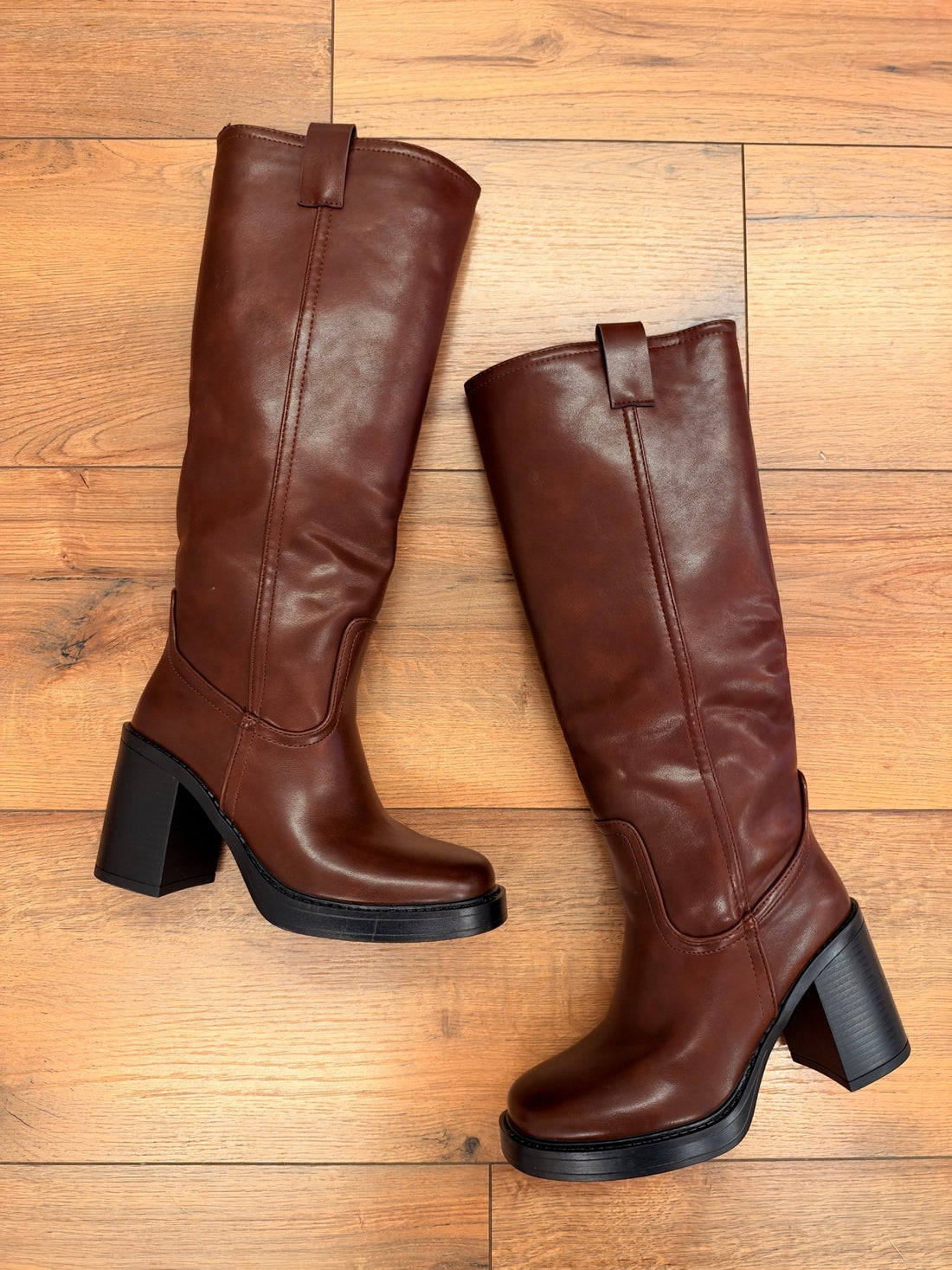 Bottes marrons talon carré - Léone