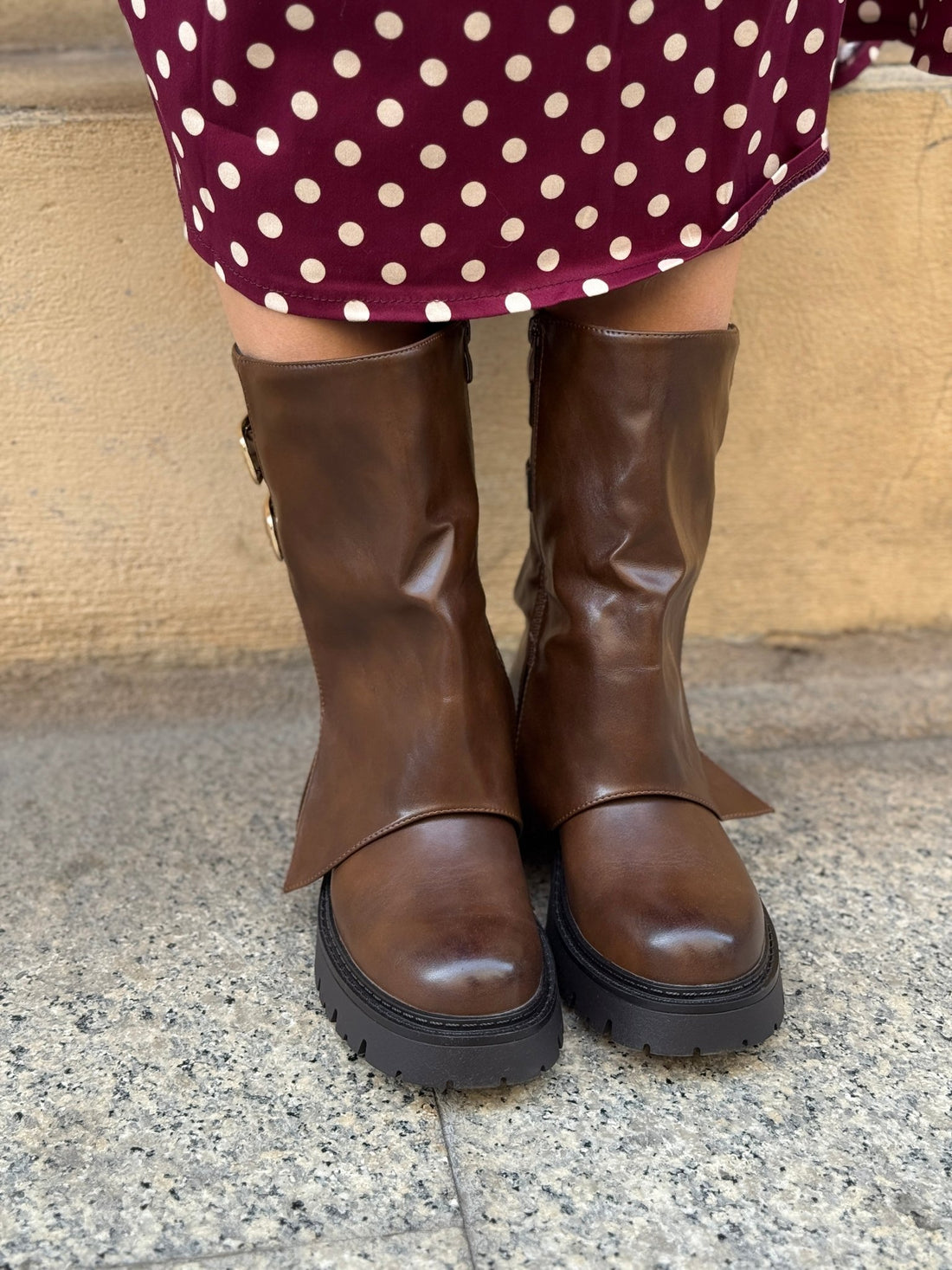 Bottes motardes marron - Léone