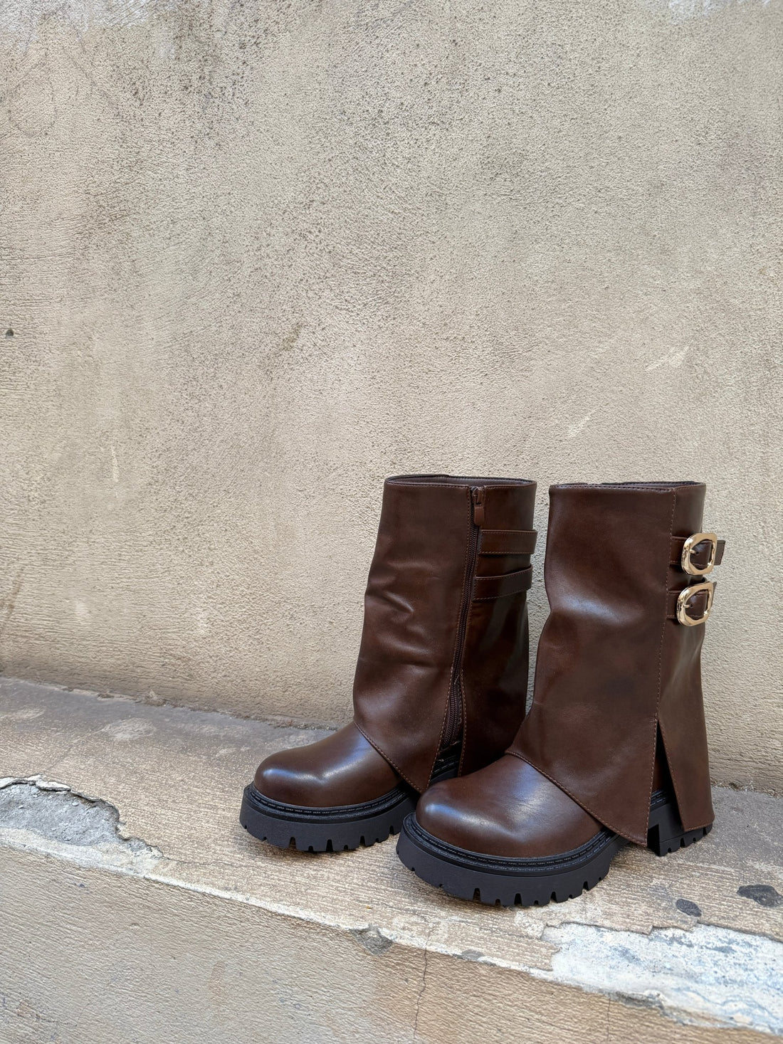 Bottes motardes marron - Léone