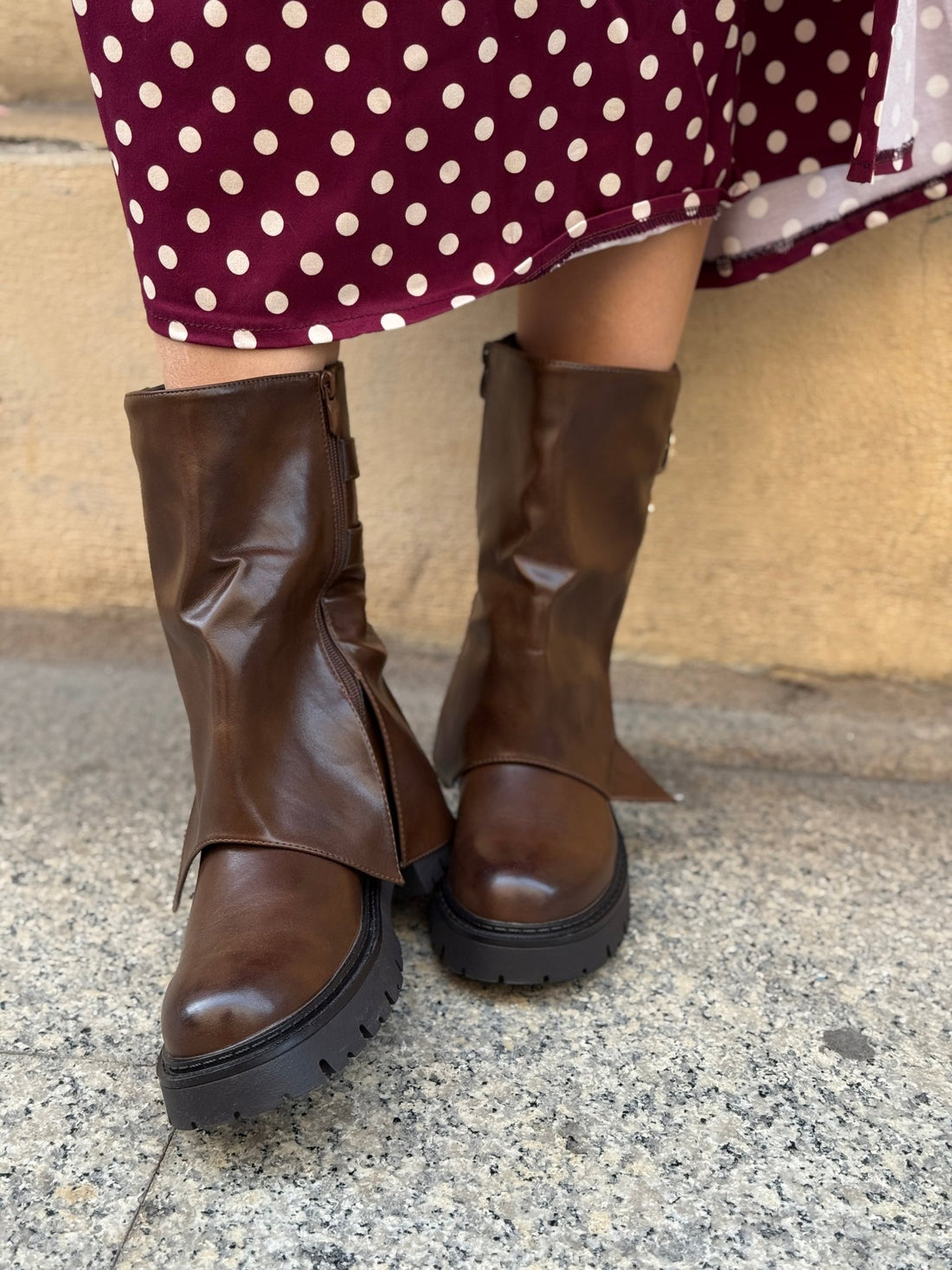 Bottes motardes marron - Léone