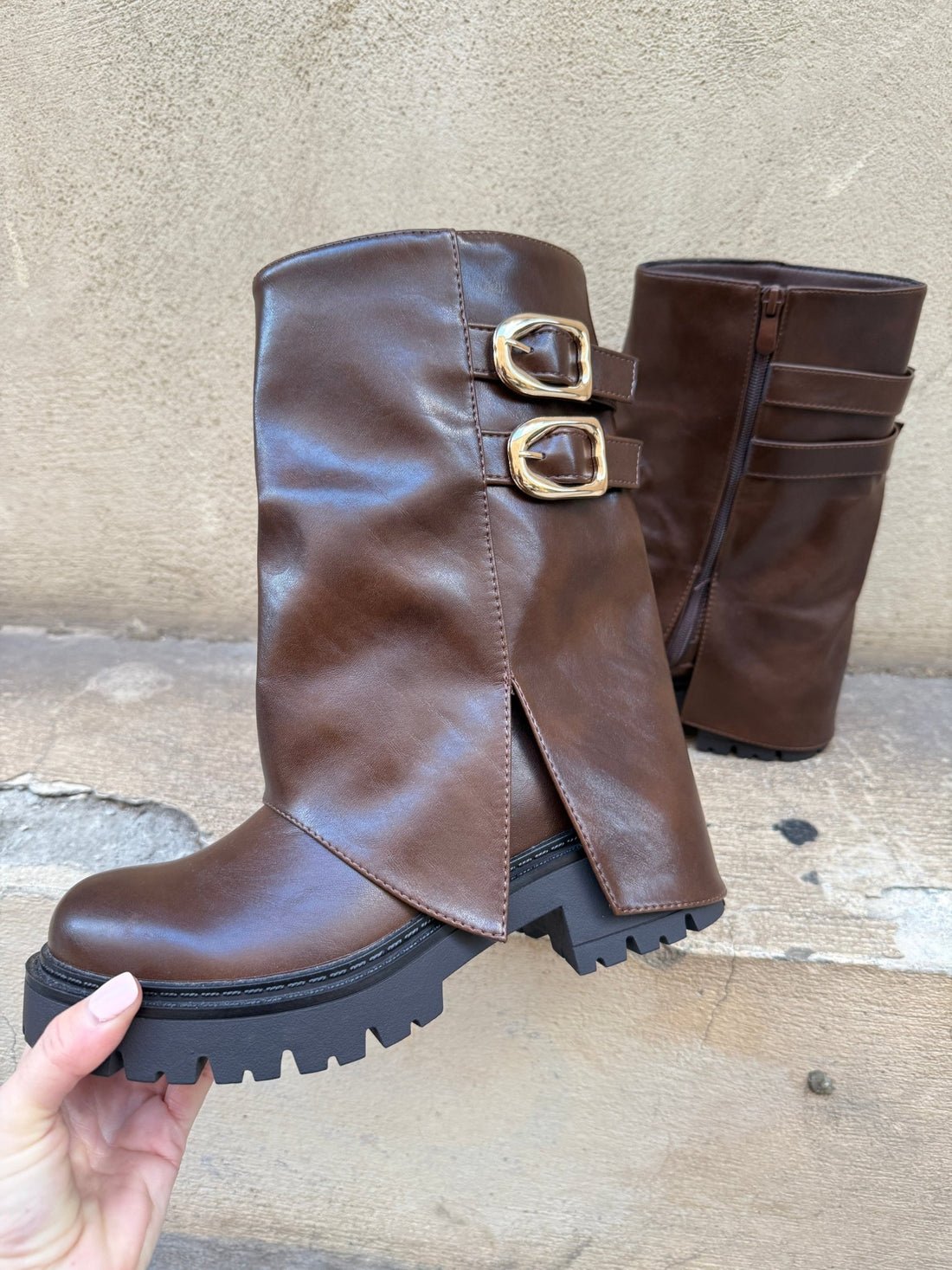 Bottes motardes marron - Léone