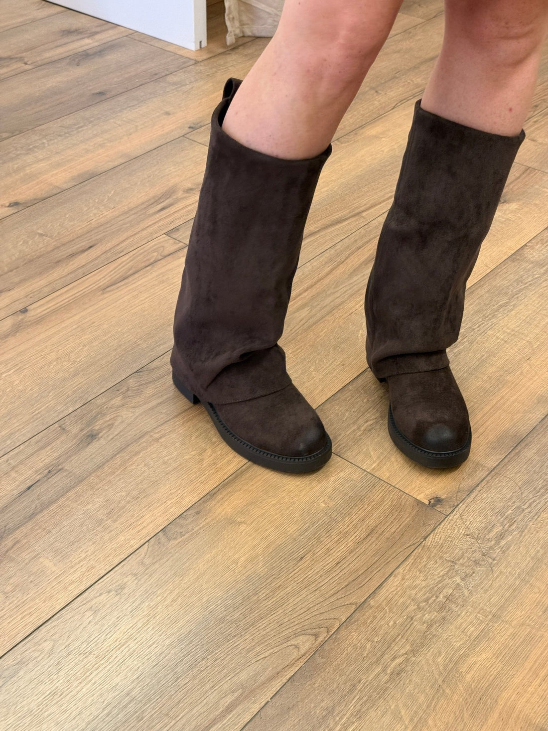 Bottes style suédine marron - Léone
