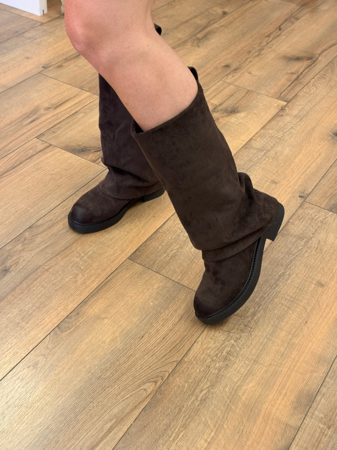 Bottes style suédine marron - Léone
