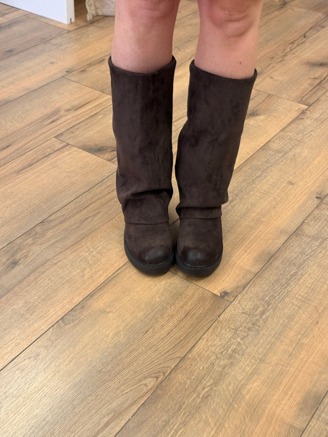 Bottes style suédine marron - Léone