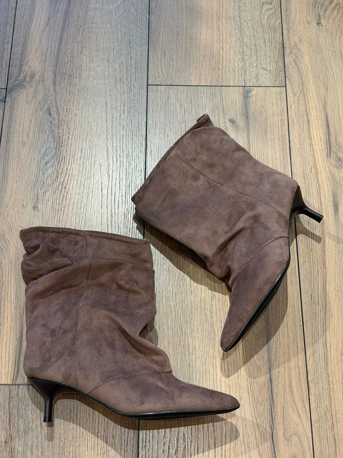 Bottines daim taupe fronces - Léone
