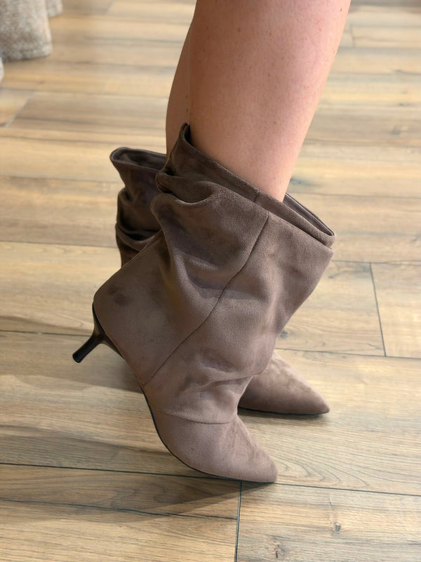Bottines daim taupe fronces - Léone