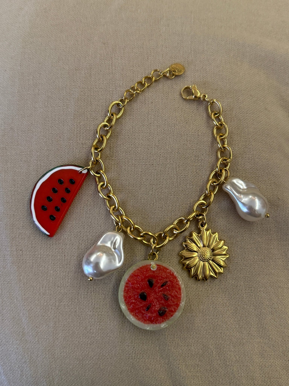 Bracelet chaîne dorée pastèque - Léone