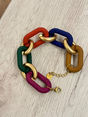 Bracelet maillons plastique multicolores - Léone
