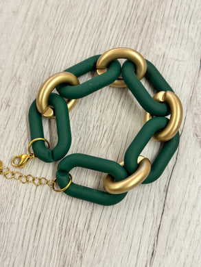 Bracelet maillons plastique verts - Léone