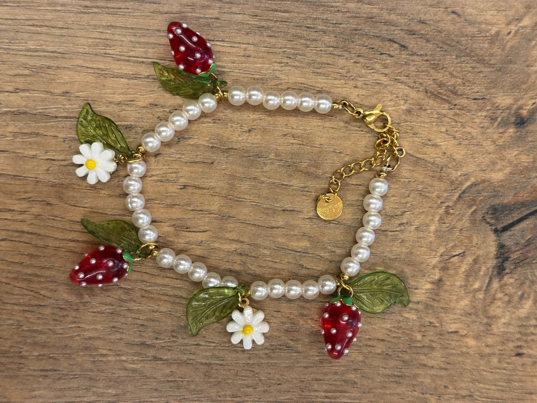 Bracelet perles et fraises - Léone