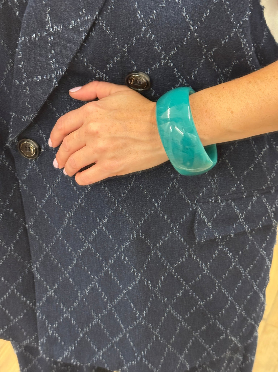 Bracelet résine bleu pétrole - Léone