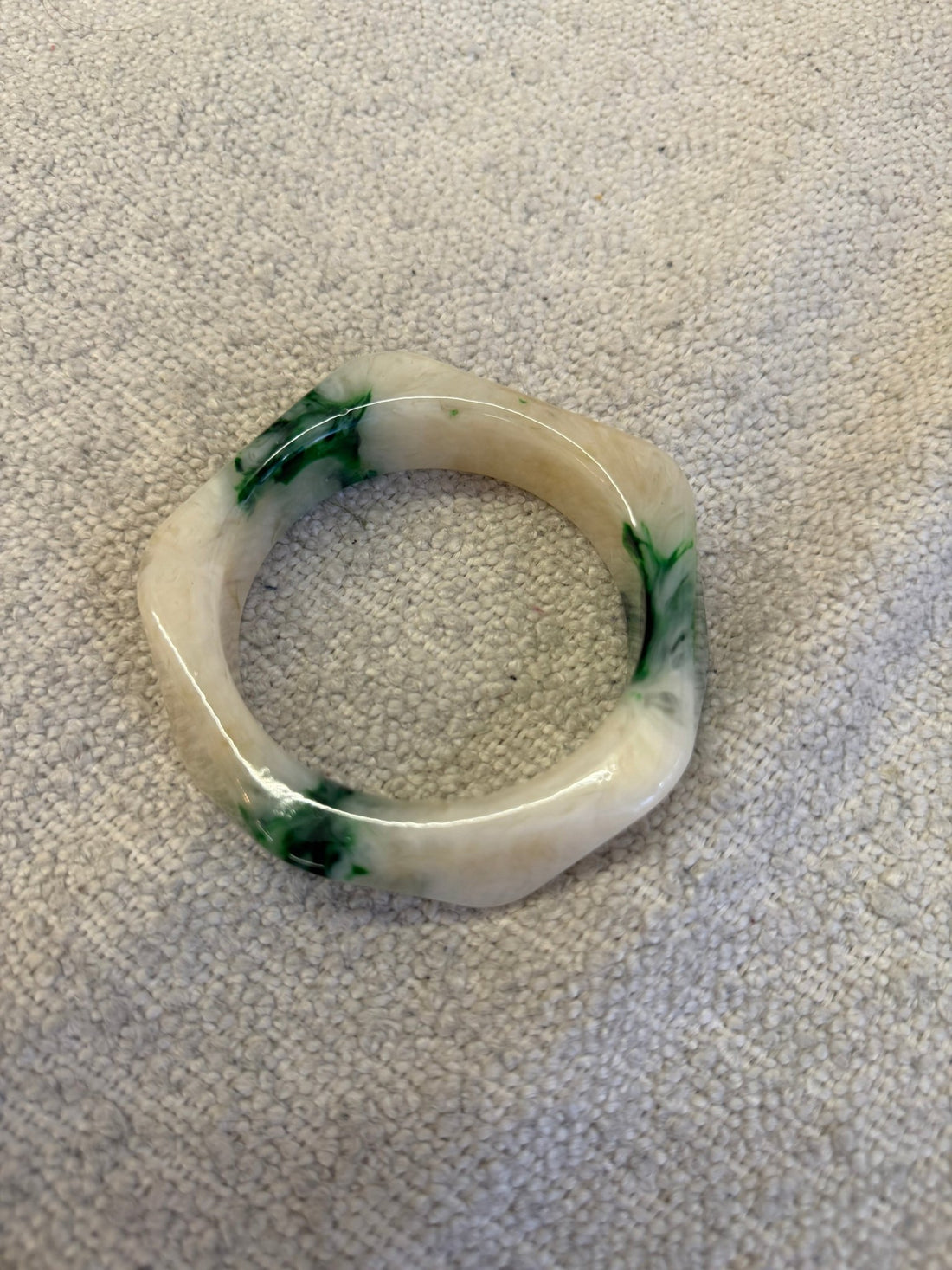 Bracelet résine écru marbré vert - Léone