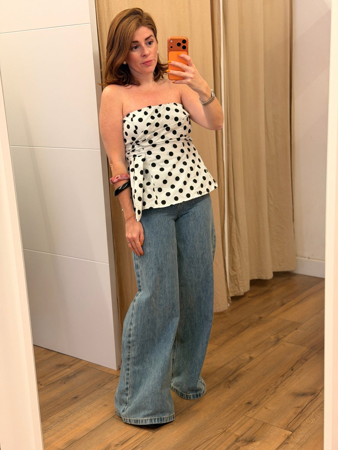 Bustier à pois Magda blanc - Léone