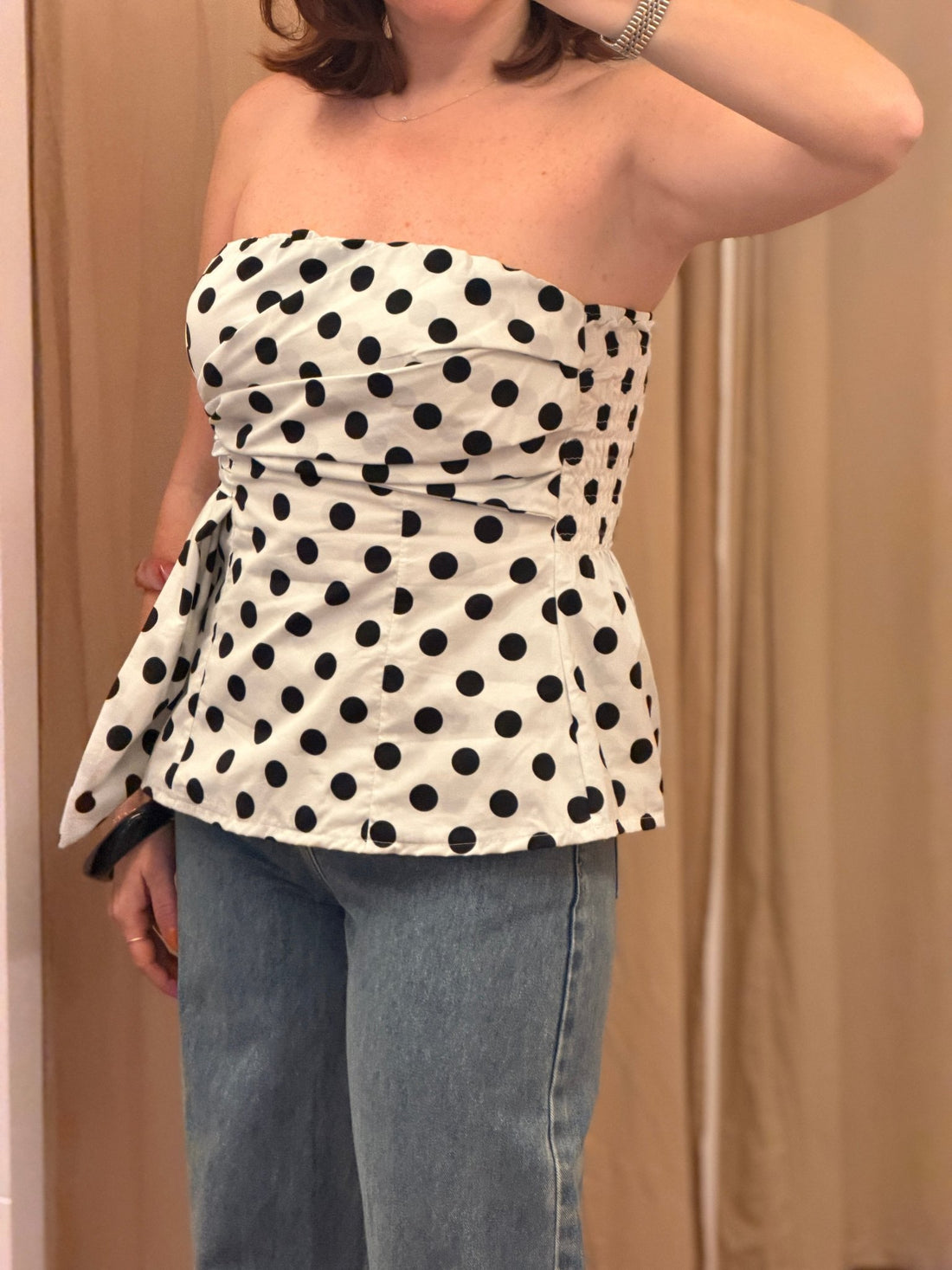 Bustier à pois Magda blanc - Léone