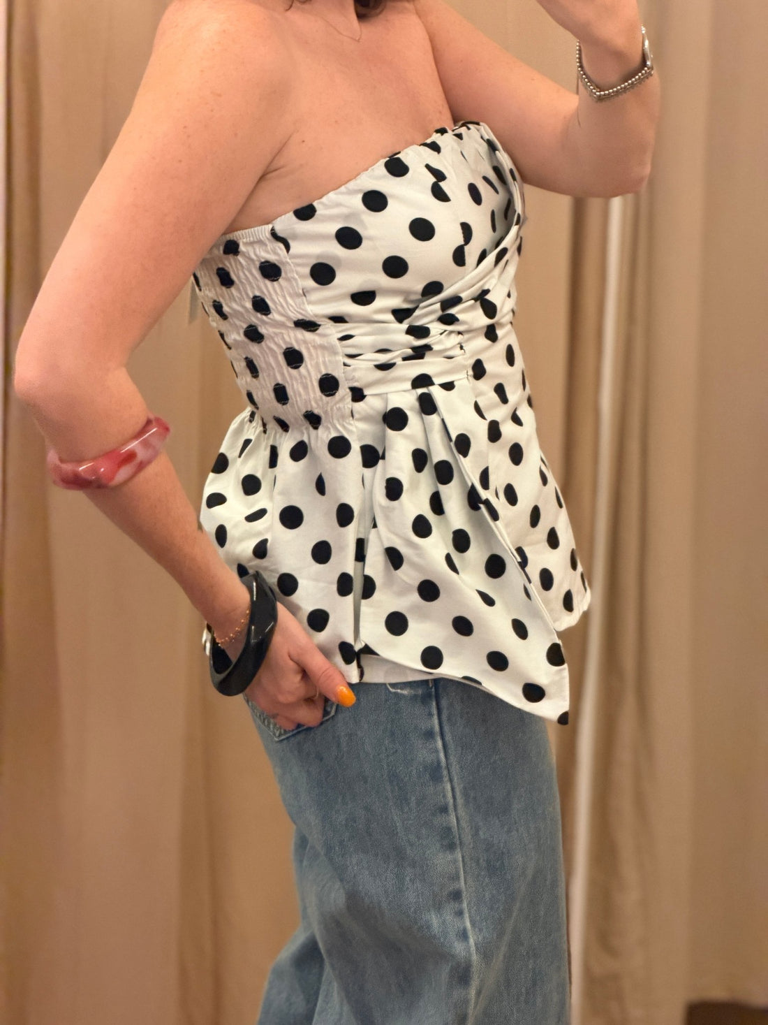 Bustier à pois Magda blanc - Léone