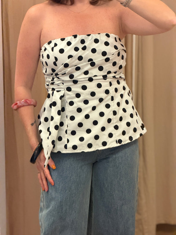 Bustier à pois Magda blanc - Léone