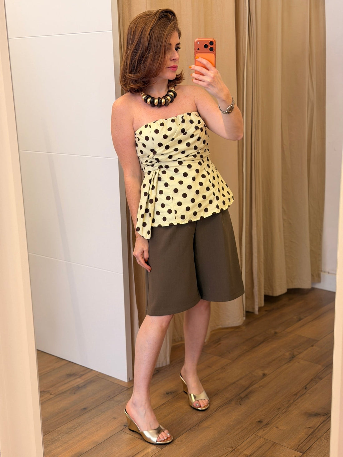 Bustier à pois Magda jaune - Léone