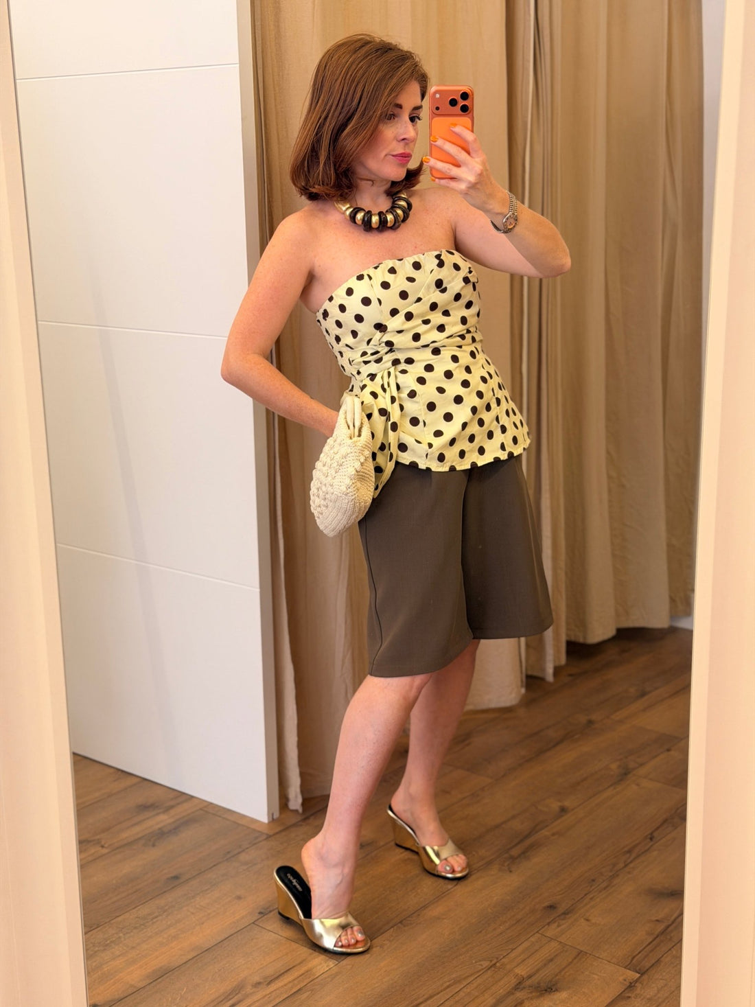 Bustier à pois Magda jaune - Léone
