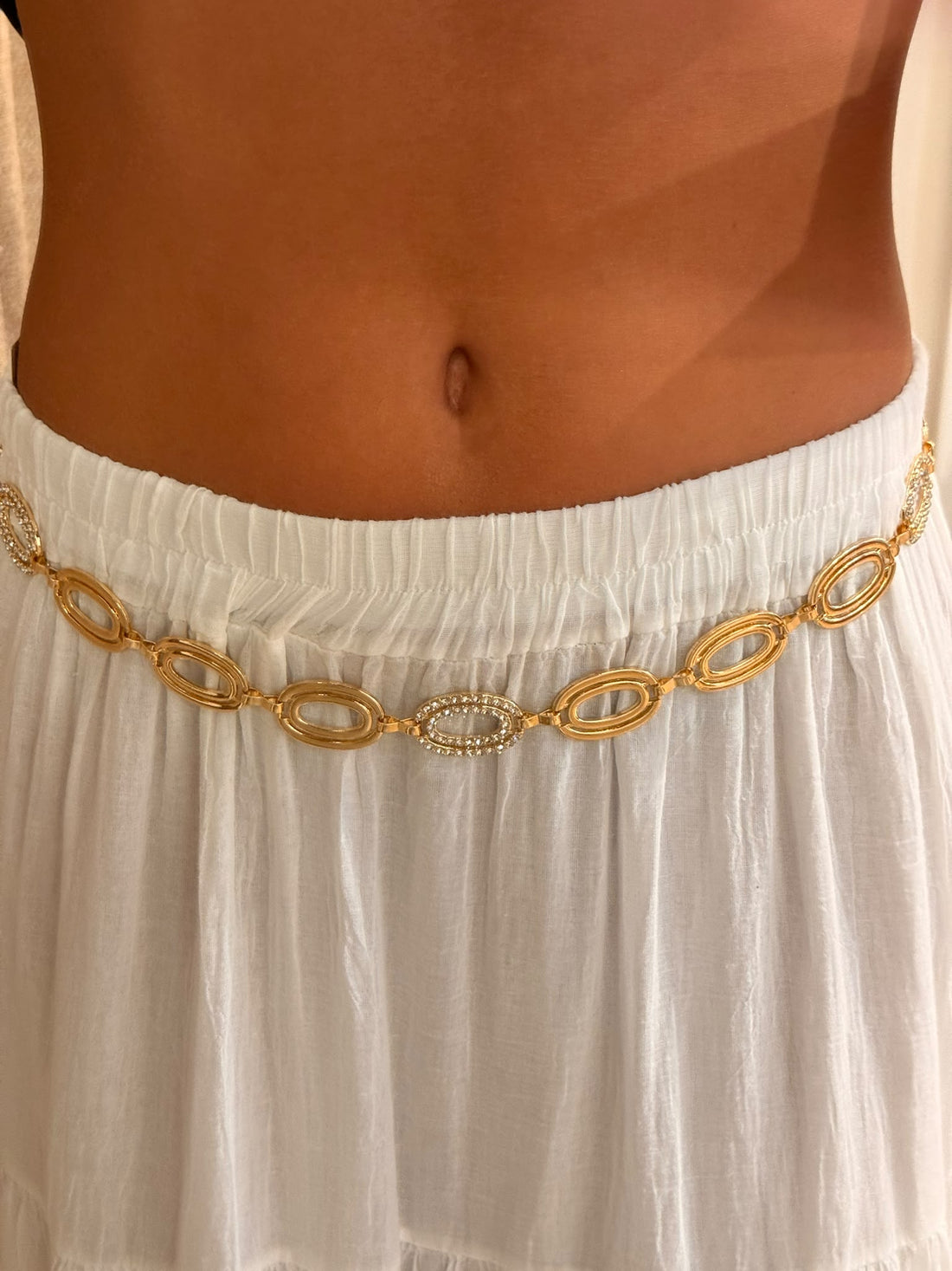 Ceinture dorée ovale et strass - Léone