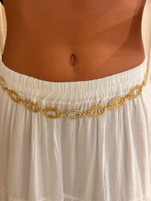 Ceinture dorée ovale et strass - Léone