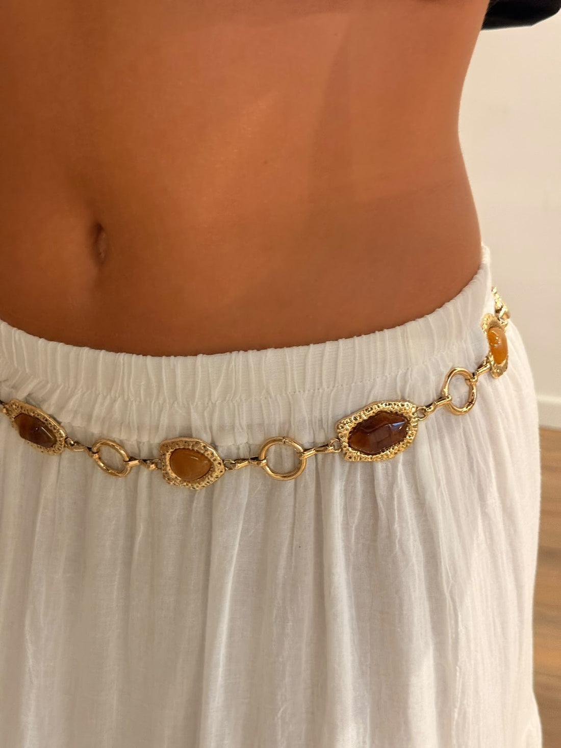 Ceinture dorée pierre camel - Léone