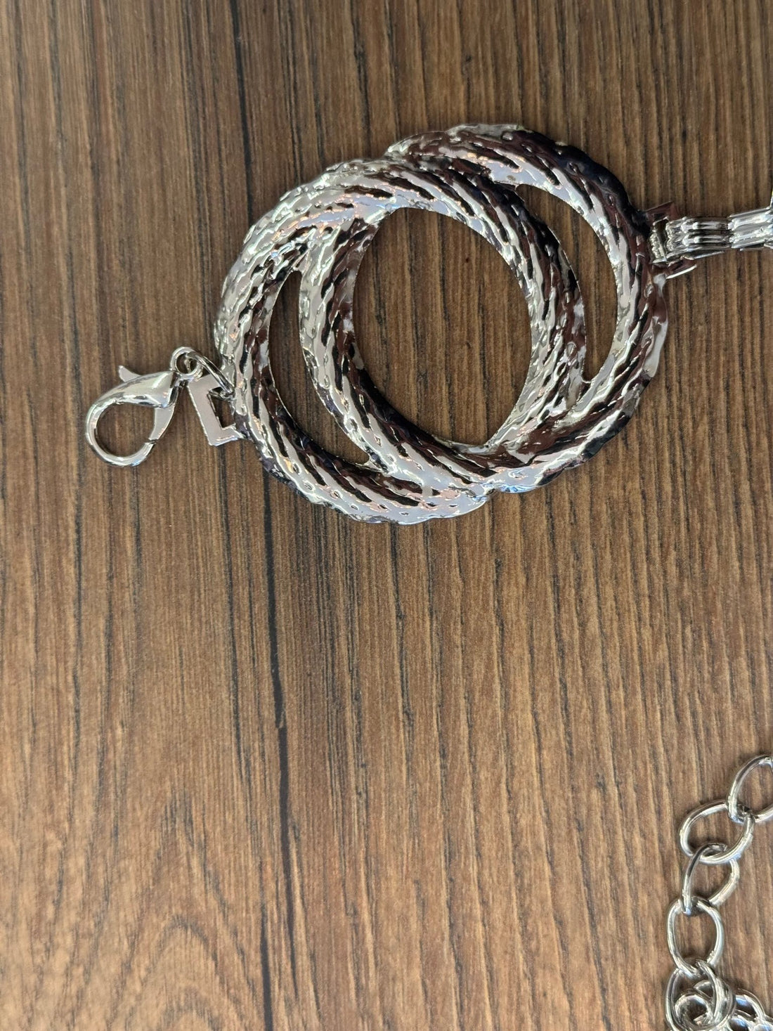 Ceinture en métal argenté double anneaux - Léone