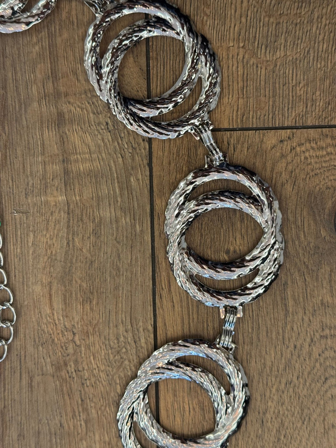 Ceinture en métal argenté double anneaux - Léone