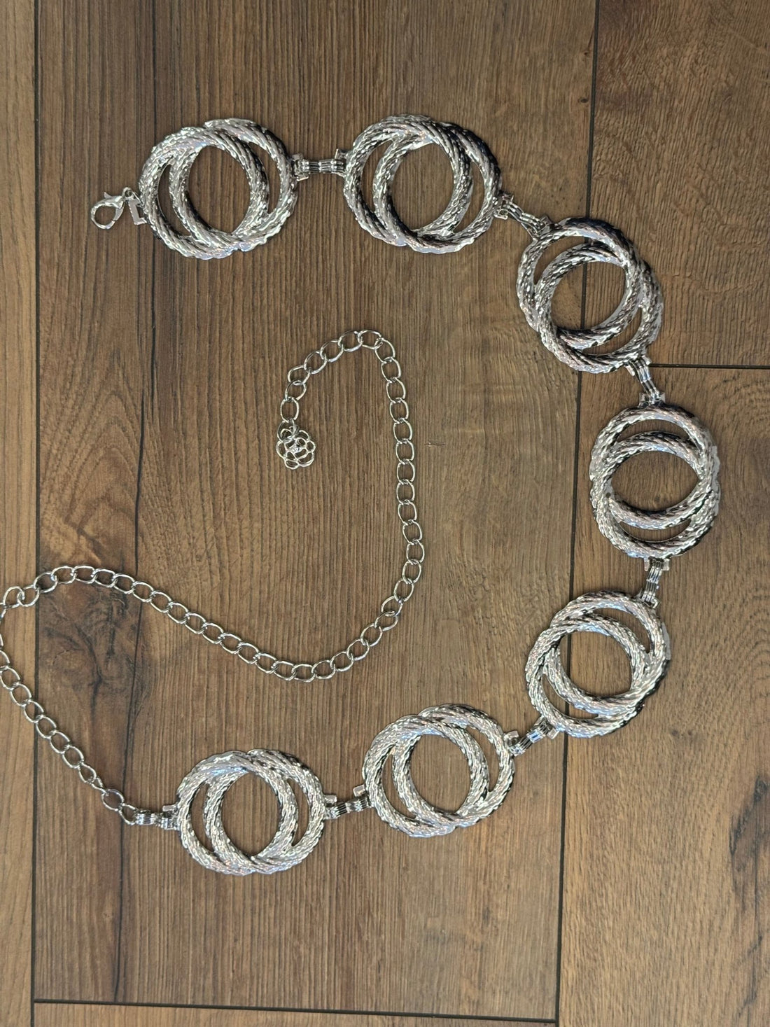 Ceinture en métal argenté double anneaux - Léone