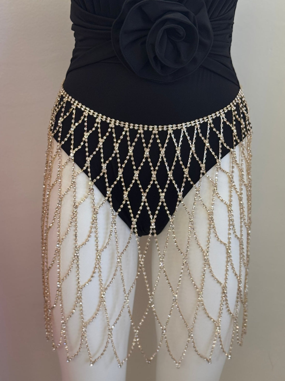 Ceinture jupe dorée à strass en losanges - Léone