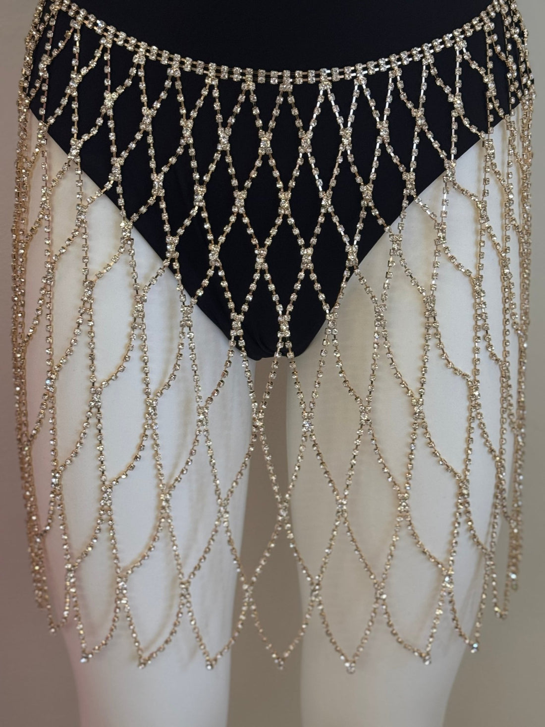 Ceinture jupe dorée à strass en losanges - Léone