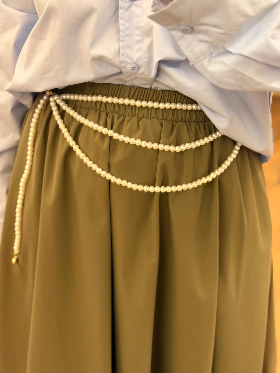 Ceinture triple chaîne à perles nacrées - Léone