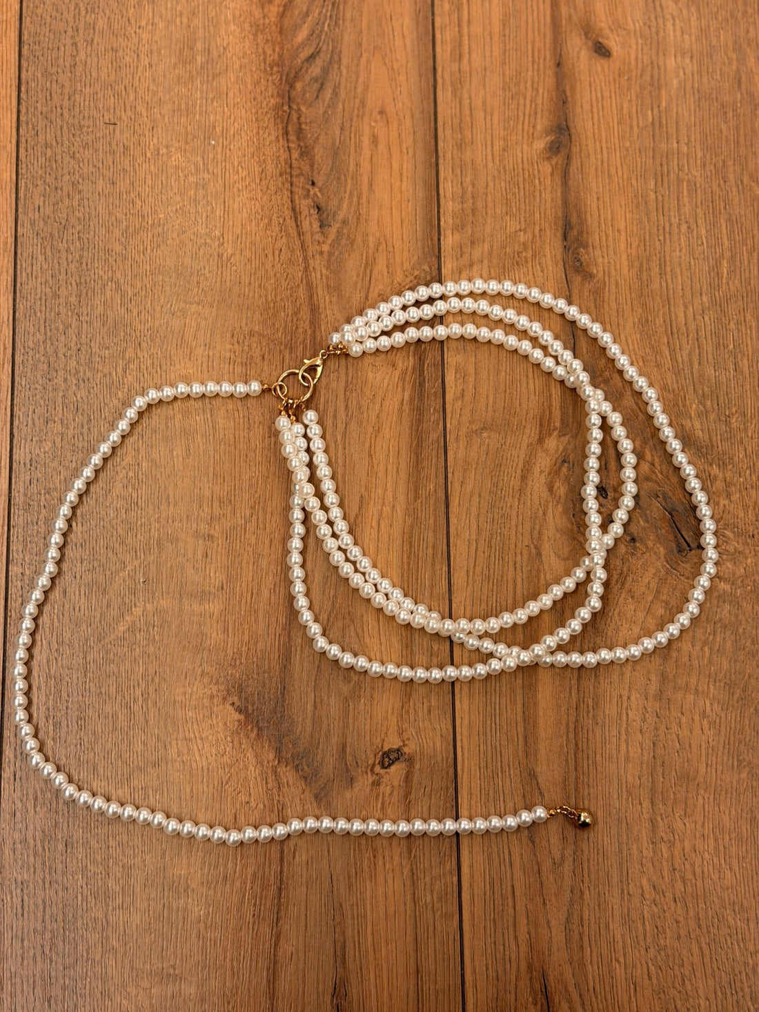 Ceinture triple chaîne à perles nacrées - Léone