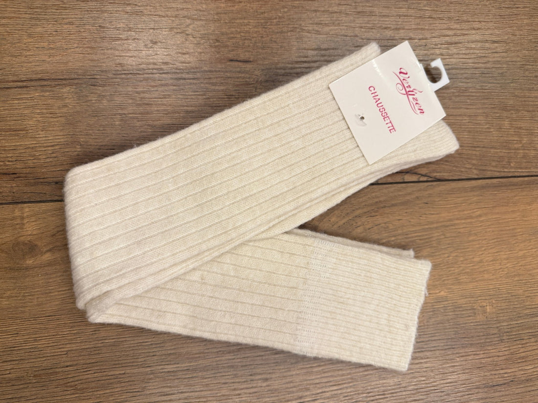 Chaussettes hautes côtelées blanc cassé - Léone