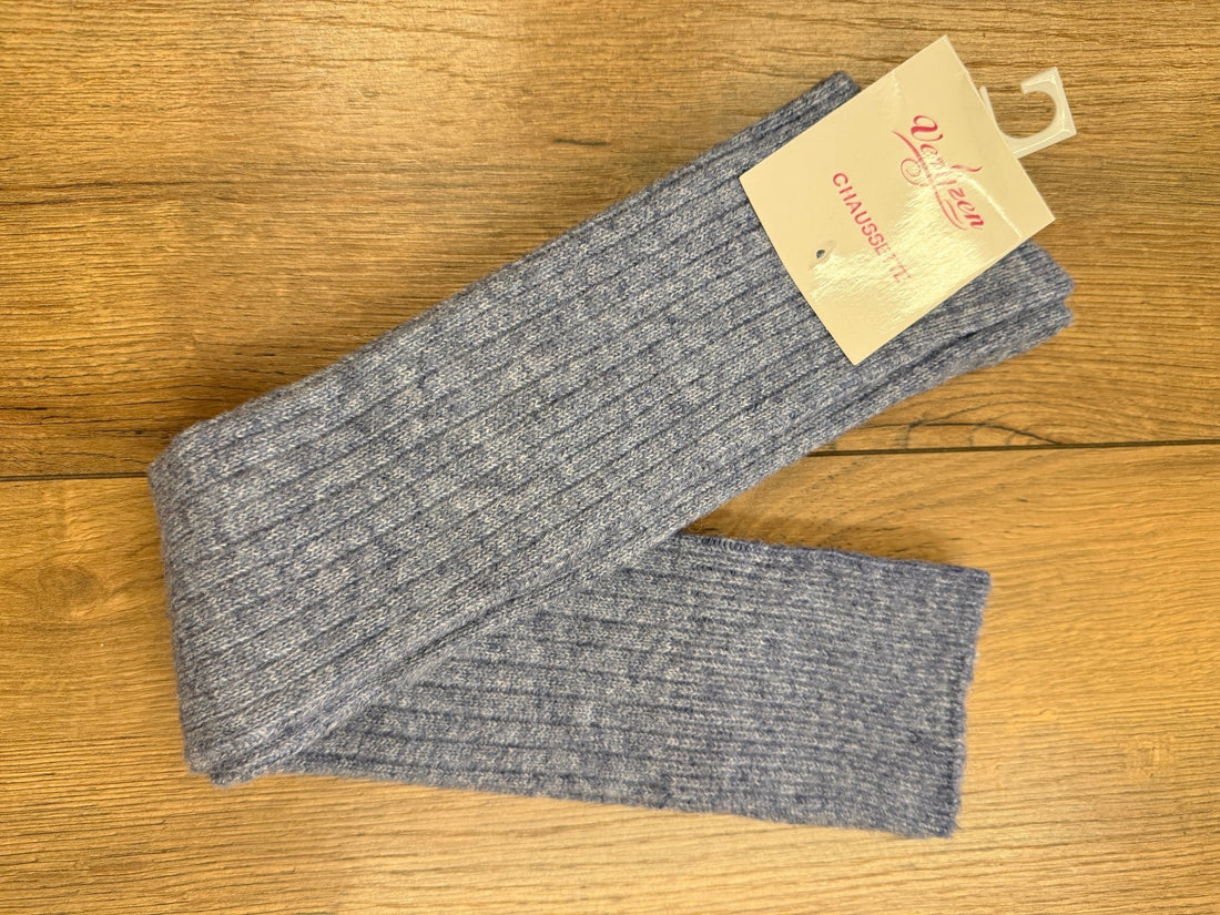 Chaussettes hautes côtelées bleues - Léone
