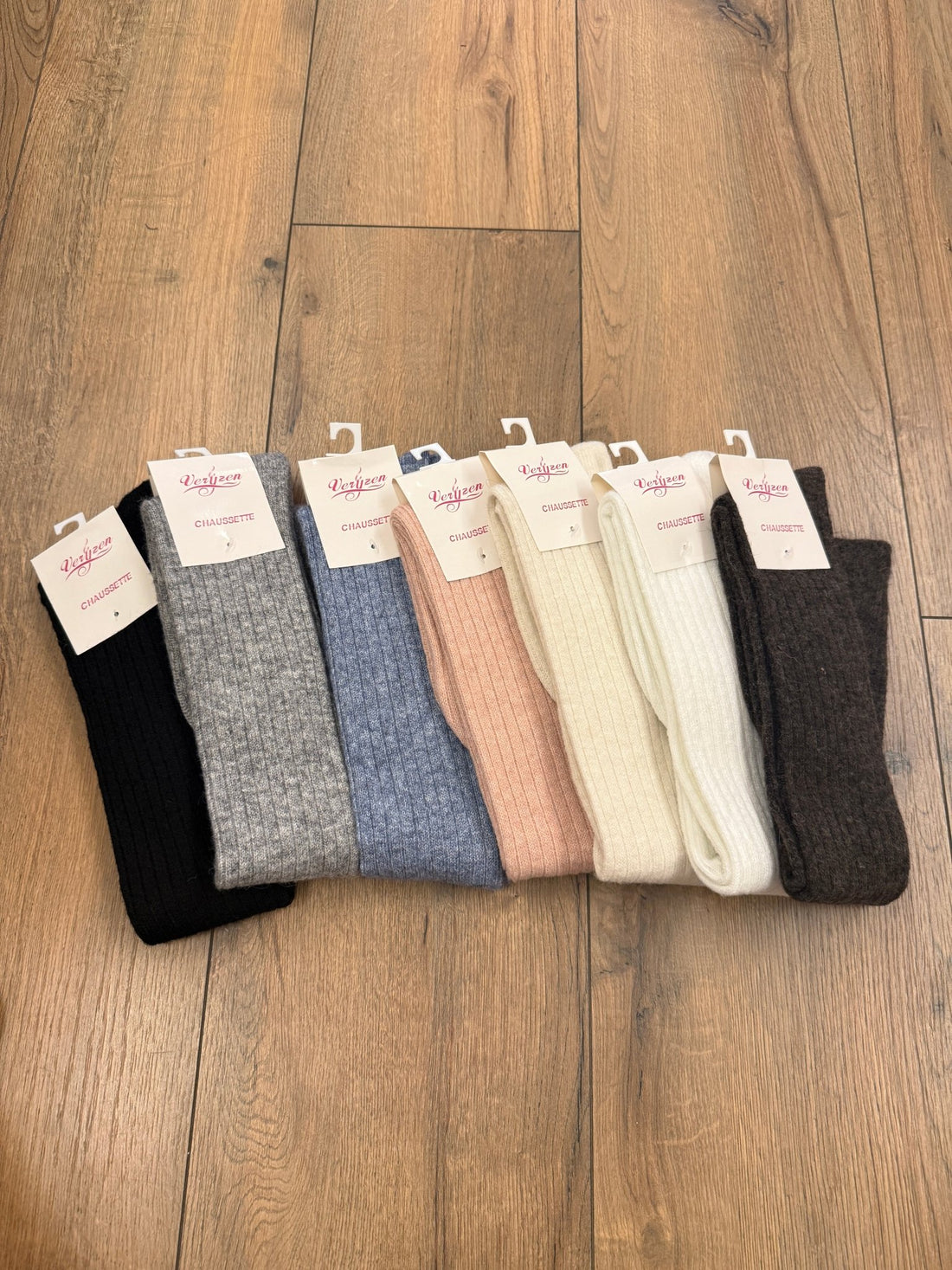 Chaussettes hautes côtelées bleues - Léone