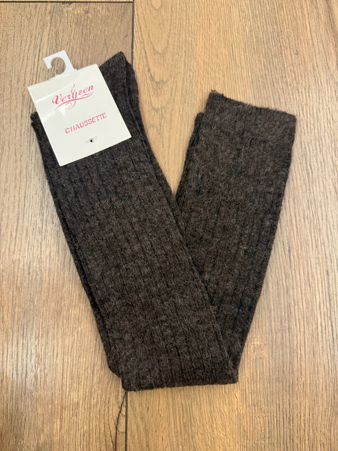 Chaussettes hautes côtelées choco - Léone