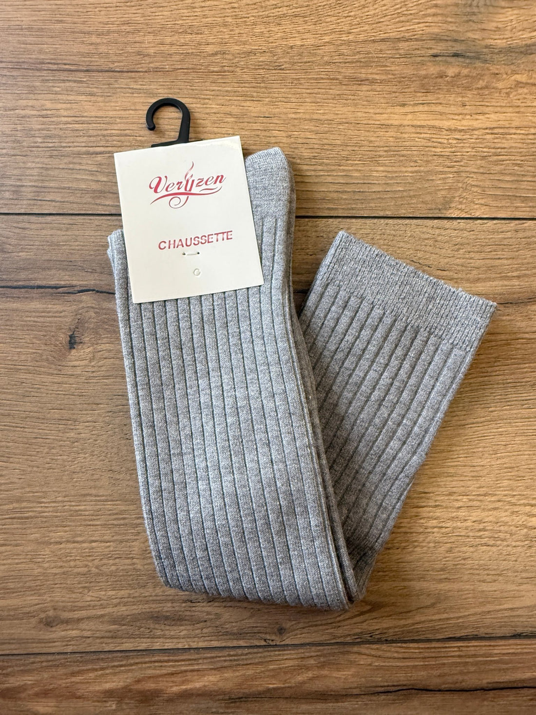 Chaussettes hautes côtelées grises - Léone