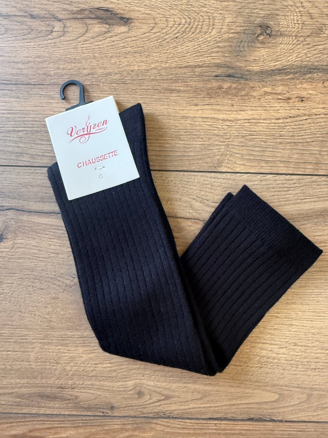 Chaussettes hautes côtelées noires - Léone