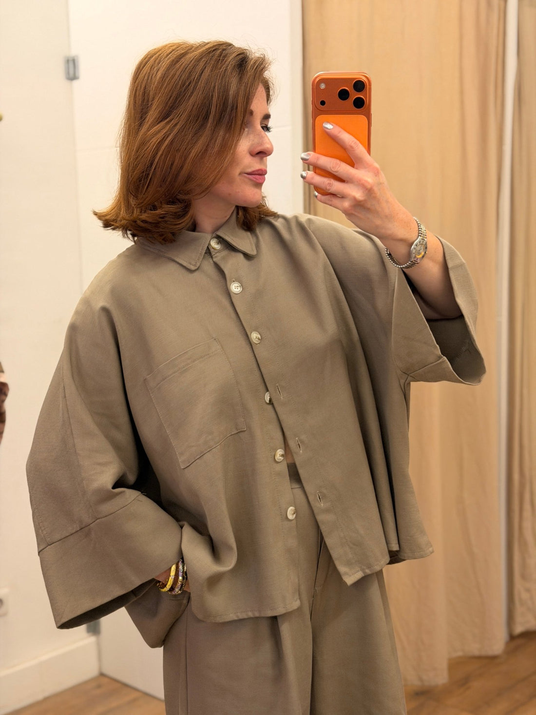 Chemise Amélia taupe - Léone