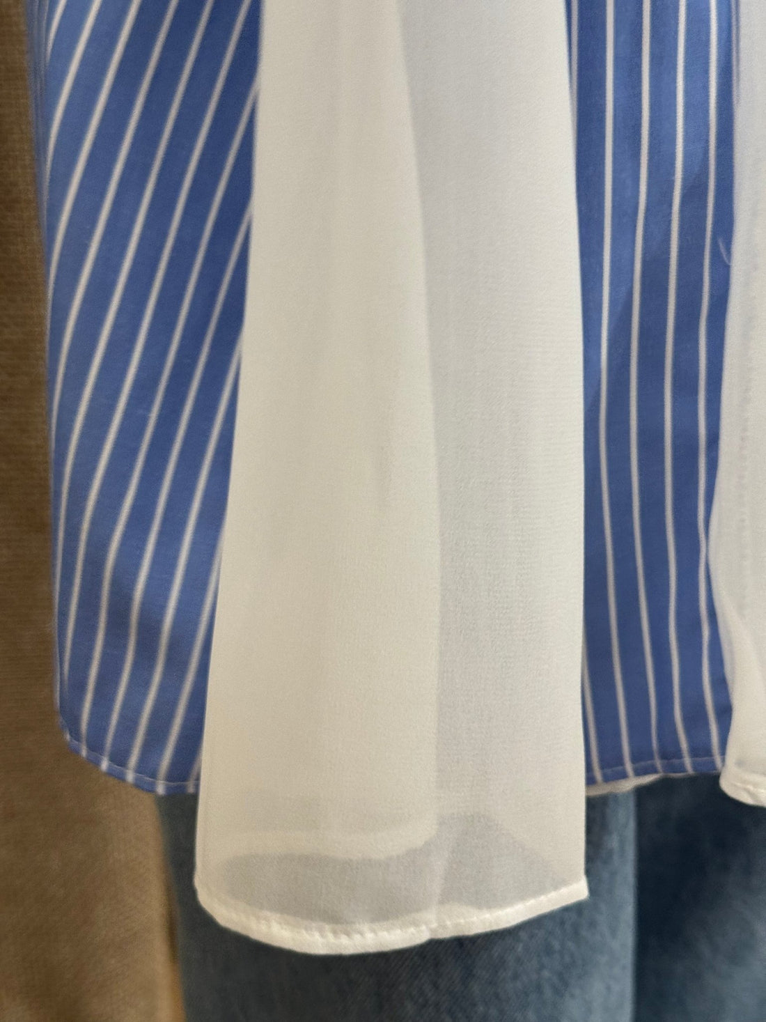 Chemise bleue rayee volant dos - Léone