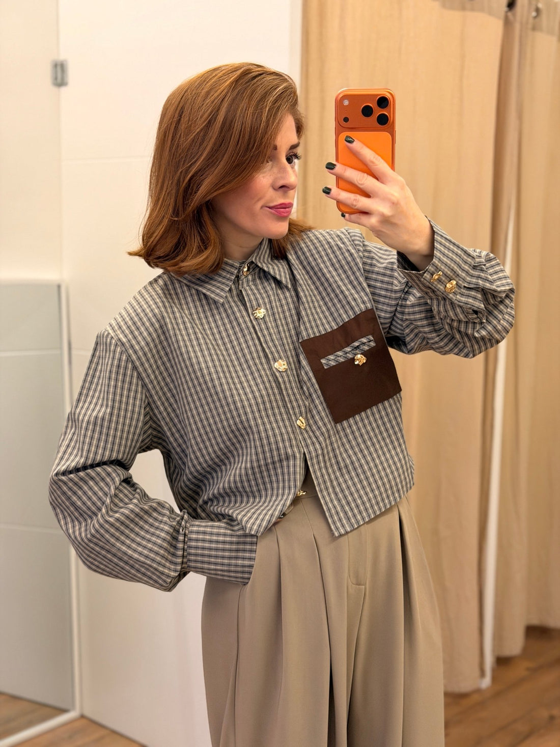 Chemise camelia taupe - Léone