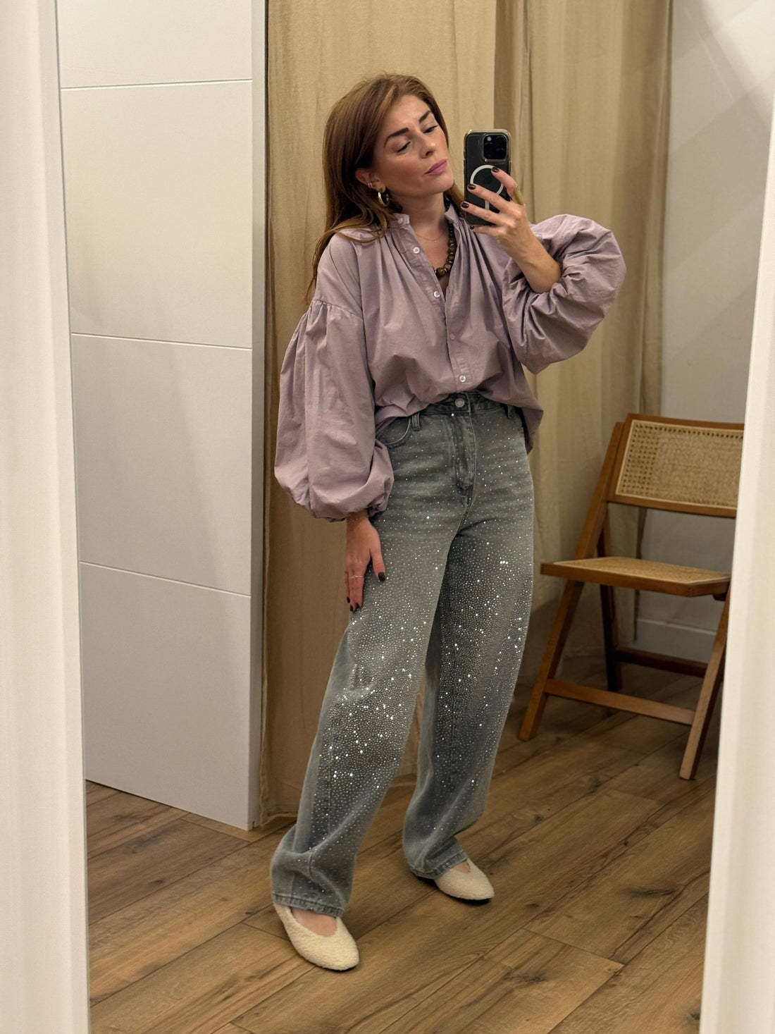 Chemise Carmen parme gris - Léone