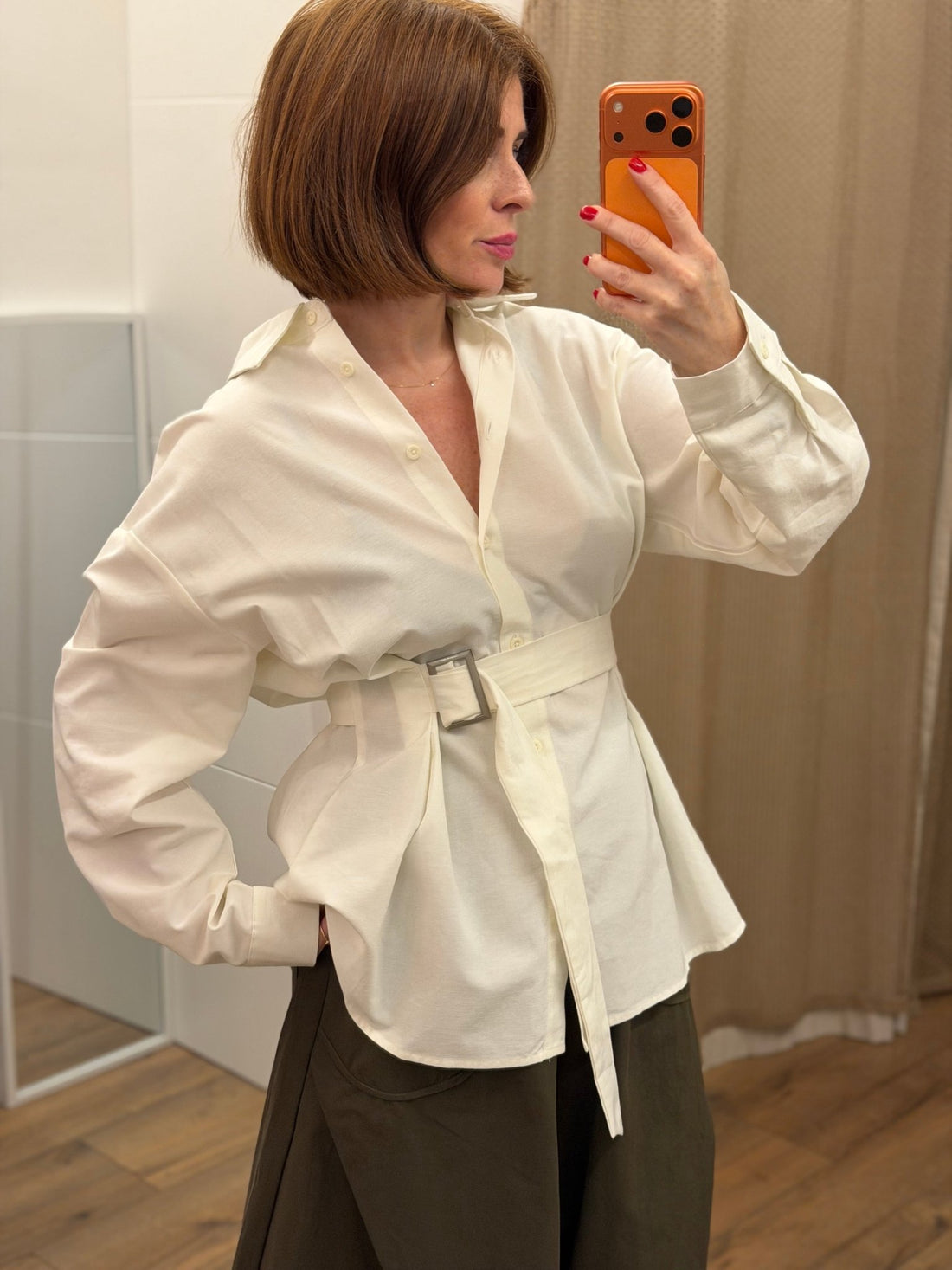 Chemise ceinturée blanche - Léone